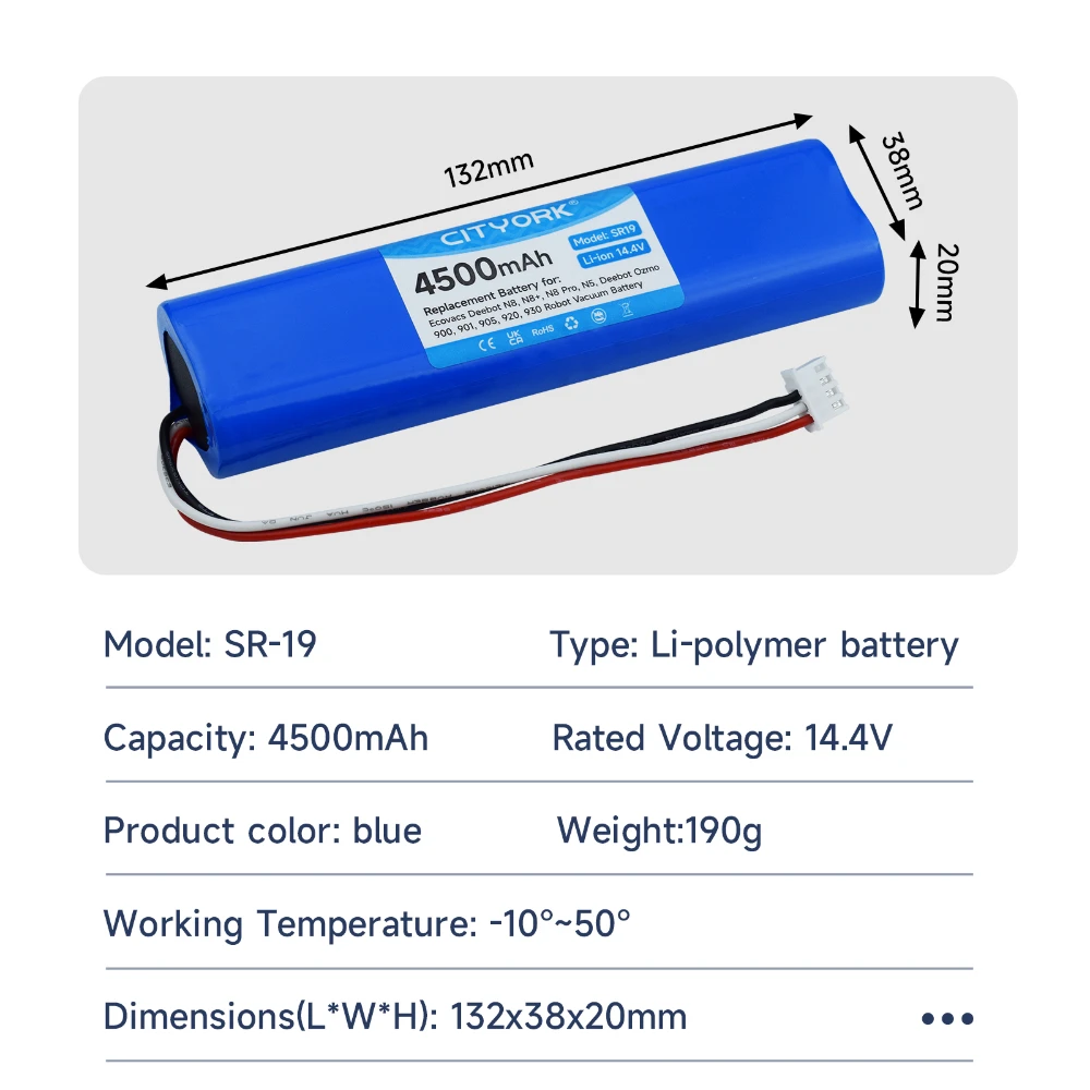 Replacement Battery For Ecovacs Deebot N8 N8 Pro 920 N5 4500mAh Robot Vacuum Cleaner Battery for Deebot Ozmo 900 901 905 930 937
