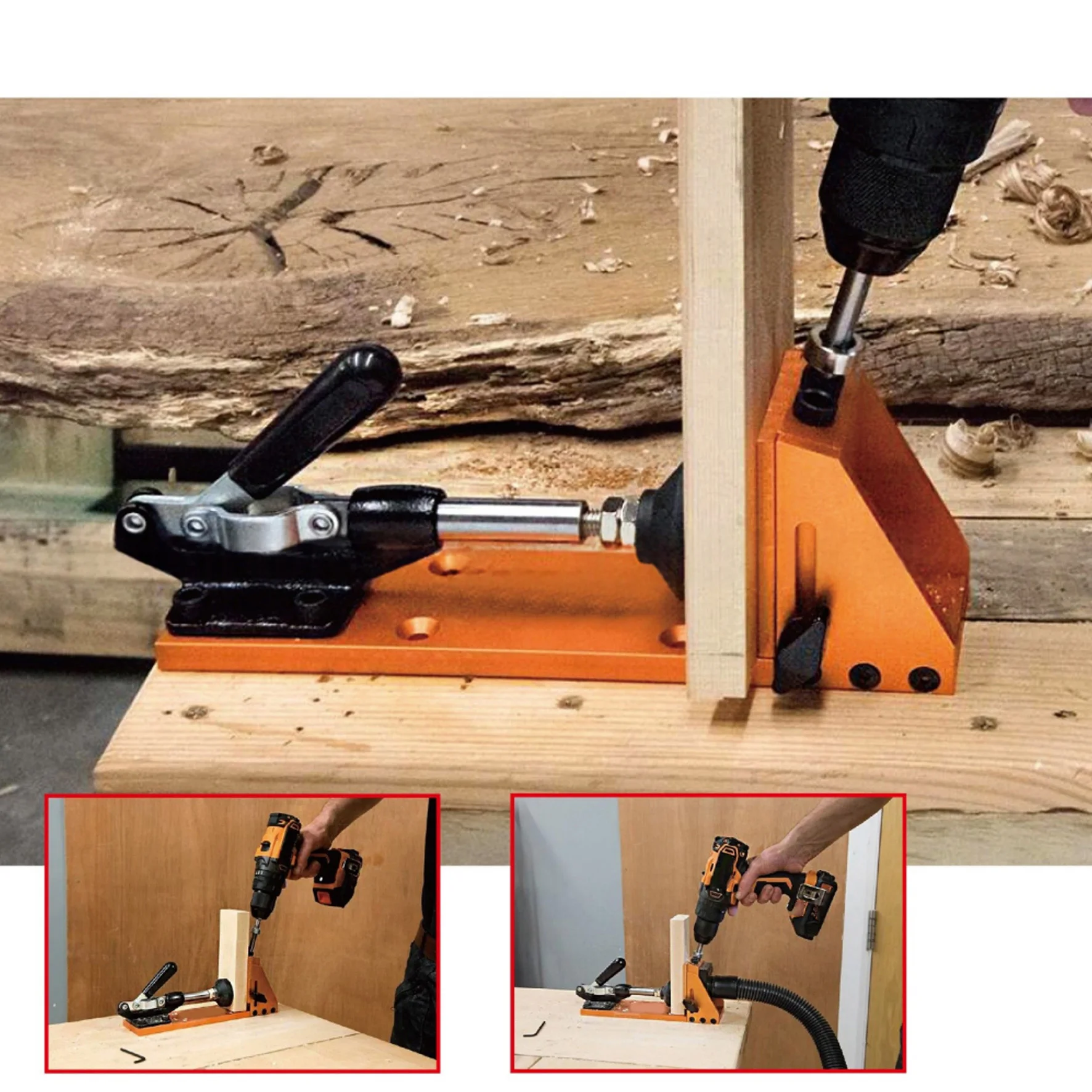 

Набор для сверления карманных отверстий для самостоятельной сборки деревянных конструкций с пылеотводом, регулируемыми углами сверления, быстрой фиксацией и полным комплектом аксессуаров