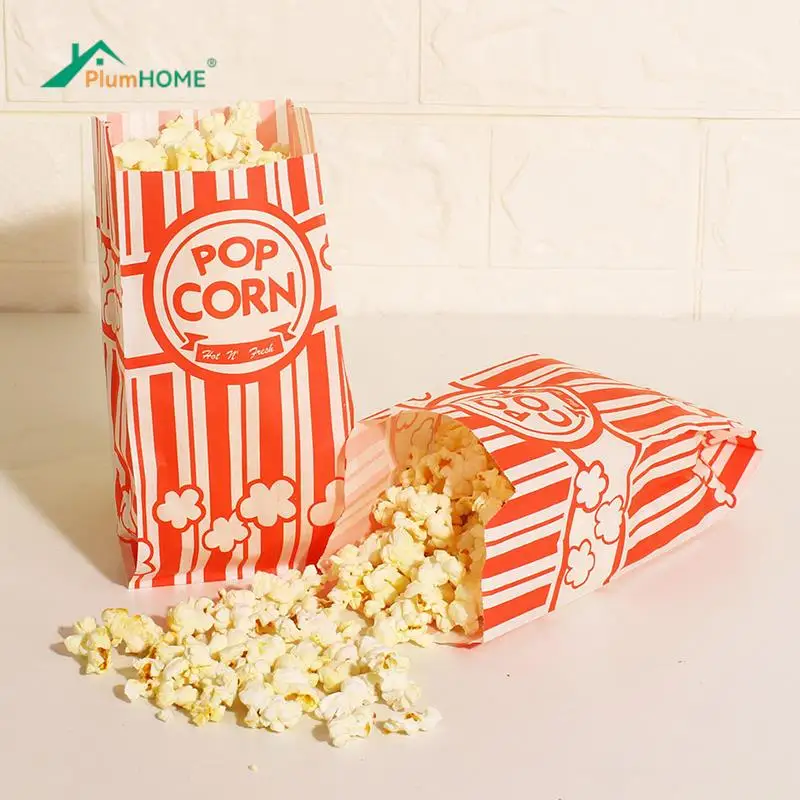 25pcs Popcorn Bags Popcorn Paper Bags Grease Proof Bags Popcorn Paper Packing Bags Popcorn Packaging Oil Resistant Paper Bags