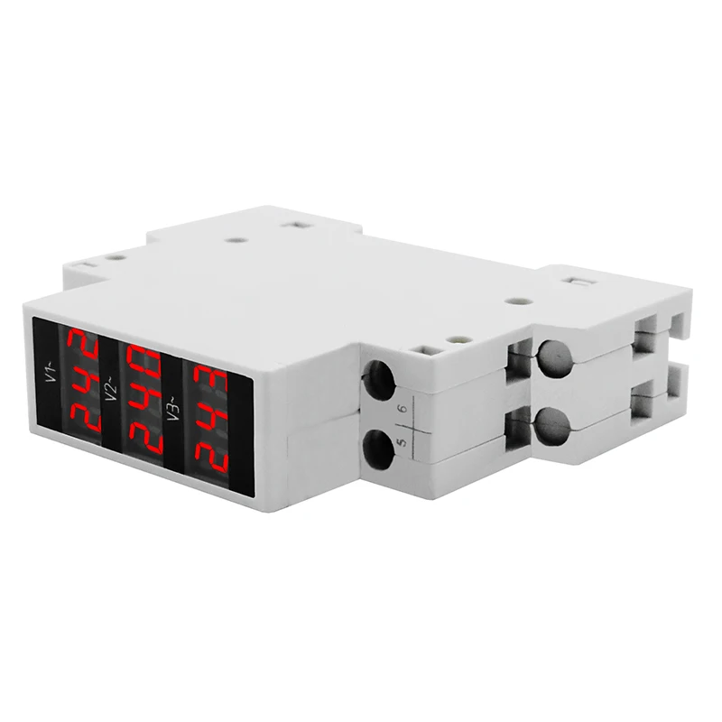 1PC Three-Display Voltmeter Din Rail Three Phase Modular Voltage Meter AC80-500V 1VA V1V2V3 BV-3R