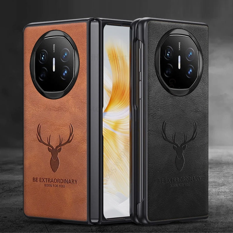 

Capa For Huawei Mate X6 3D Cartoon Elk Deer Head Leather Phone Case For HUAWEI Mate X5 X3 X2 XS2 Funda Hard PC Bumper Flip Cover