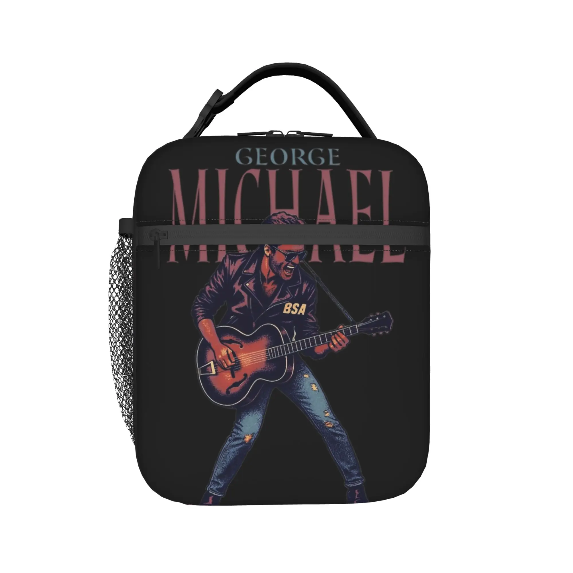 George Michael British Singer Lunch Bag Convenient Lunch Box Unisex Outdoor Picnic Cooler Bag Retro Oxford Thermal Tote Handbags