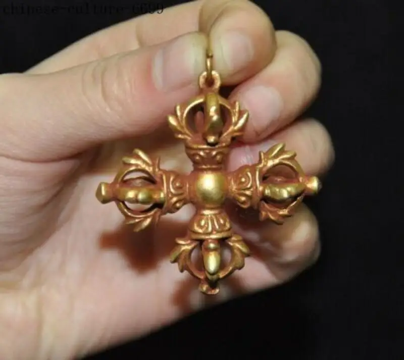 

Bronze Solid Cross Vajra Dorje Phurpa Exorcism Talisman Amulet Pendant