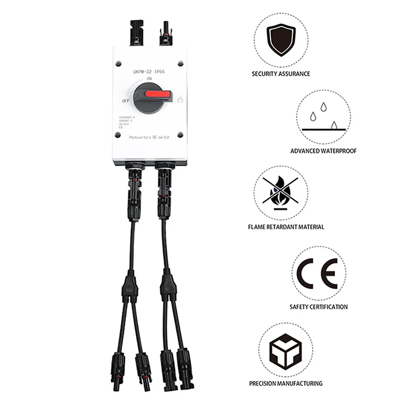 

1200V 32A Photovoltaic Electrical Isolator Solar Switch PV Photovoltaic DC Isolator Switch Waterproof IP66 Outdoor Switch