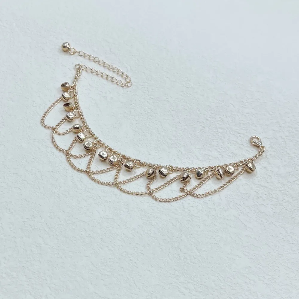 Lady High Heel Punk Style Personalized Chain Anklet Bohemian Wave Fringe Gold Plated Bell Anklet Adjustable Luxury