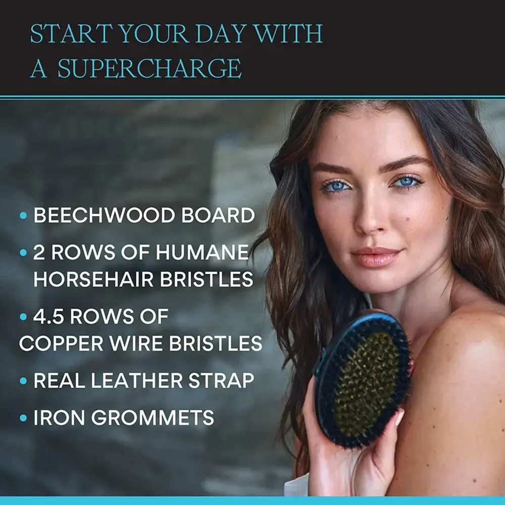 New Arrival Black Copper Dry Brush Exfoliate Reduce Stress Copper Bristle Brush Private Label Female and Man Body Bathing Brush