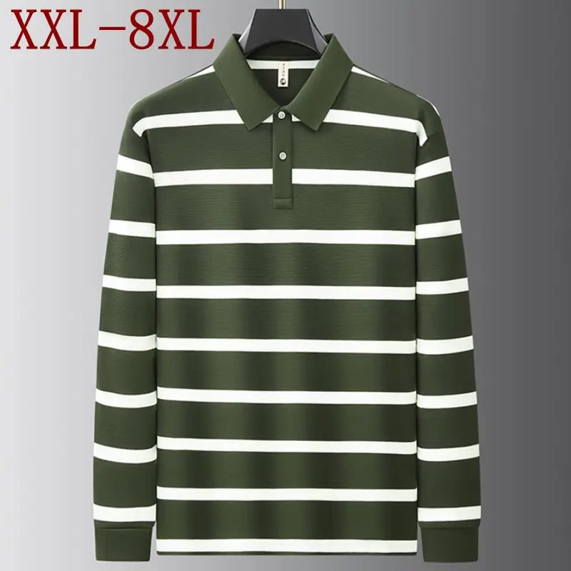8XL 7XL 6XL 2026 New High End Luxury Cotton Shirts For Man Brand Clothing Business Striped Mens Polo Shirt Casual Loose T-Shirts