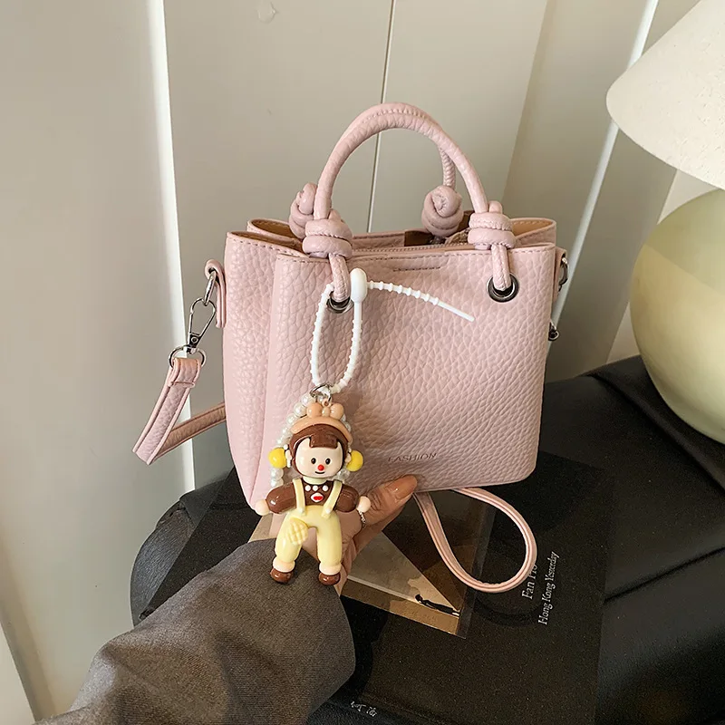 

‌2025 SS Textured PU Bucket Bag Women, Chic Tote Style Top Handle Shoulder Crossbody, Versatile Commute Purse