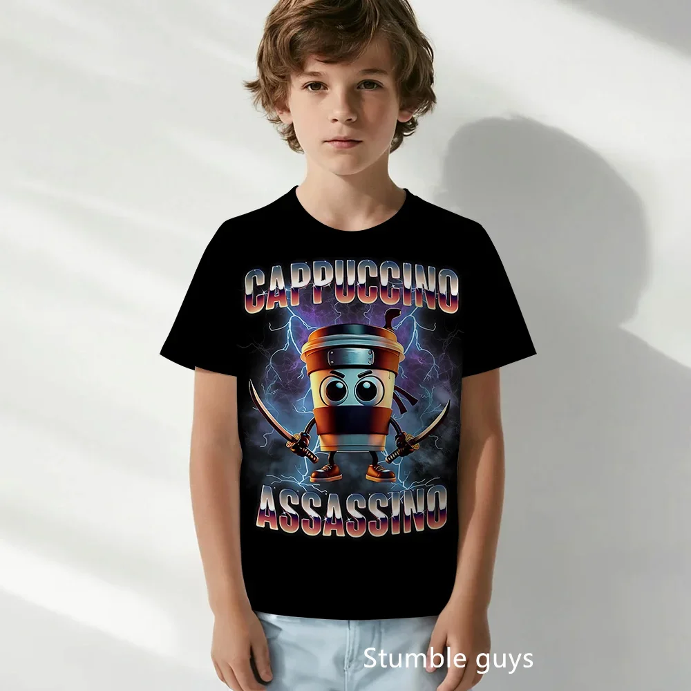 

Summer Sports Short Sleeve Anime Kids T-Shirt Boys Girls Men Women Sahur Tung Tung Brainrot Italian Tung