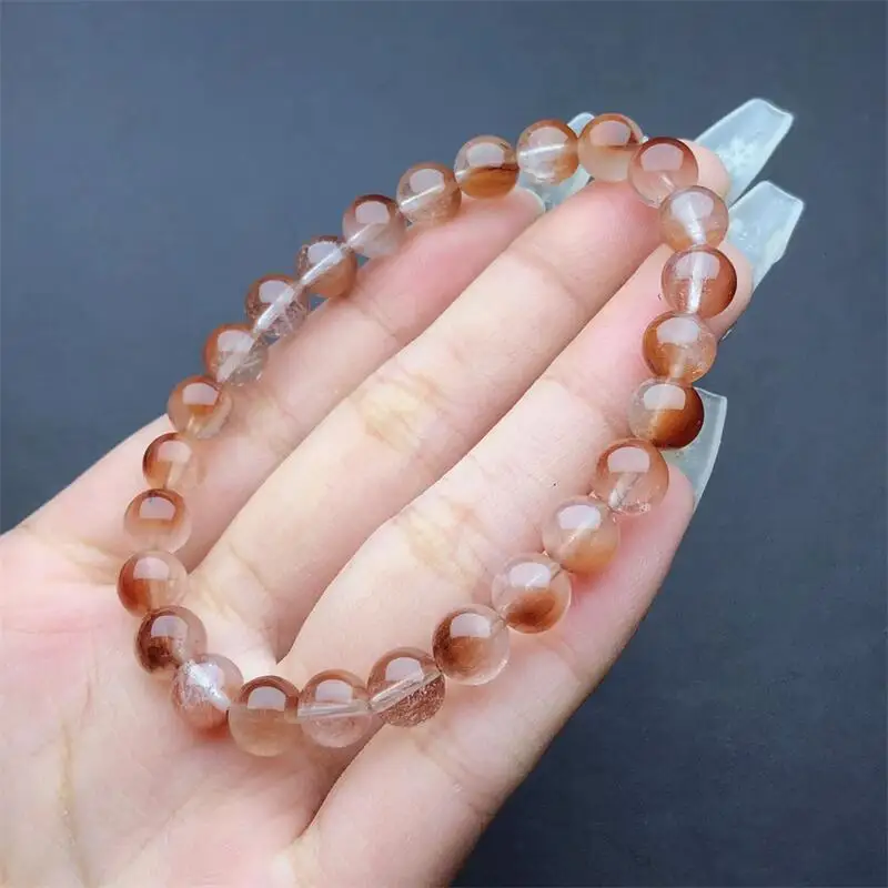 8MM Natural Red Rabbit Hair Quartz Bracelet Quartz Crystal Yoga Reiki Healing Stretch Bangles Female 1PCS