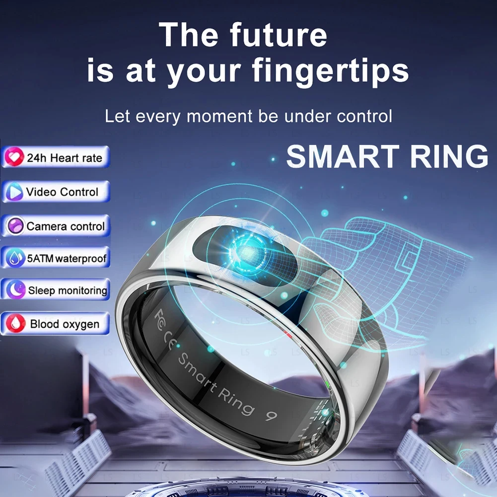 2025 Smart Ring For Men Women Touch Control Function Health Monitor IP68 5ATM Waterproof Skin Temperature Measure Smart Ring New