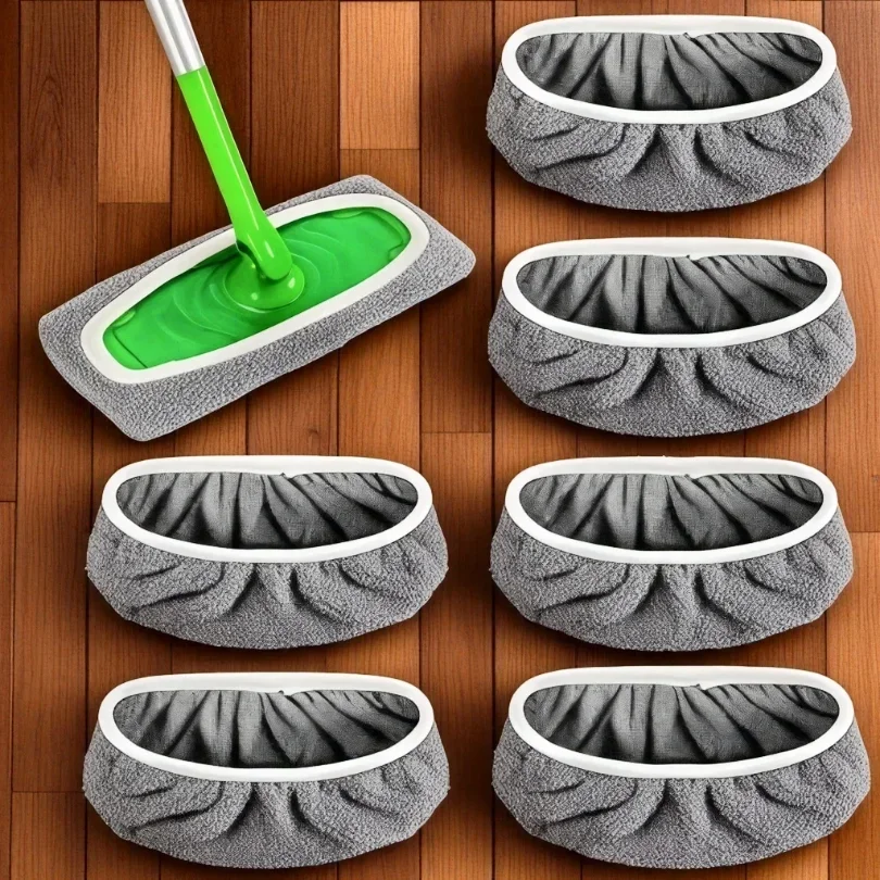 

4 Reusable Mop Pads with High Water Absorption and Ultra-fine Fiber Cleaning Pads That Can Firmly Adhere To Most Standard Mops