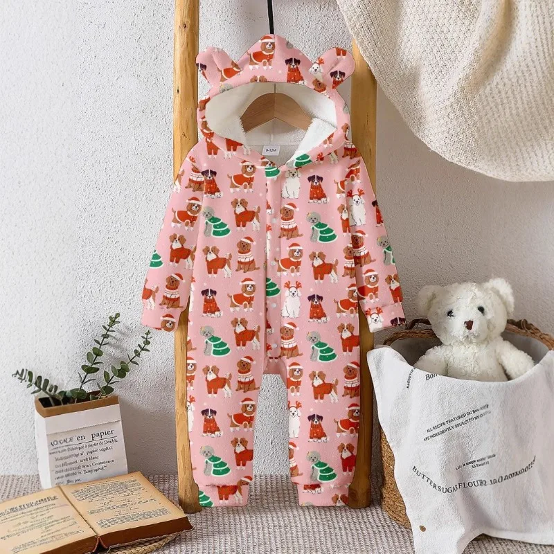 

Winter Baby Girl Boy Romper Cotton Cartoon Pattern Long Sleeve Hooded Jumpsuit 3-18 Months
