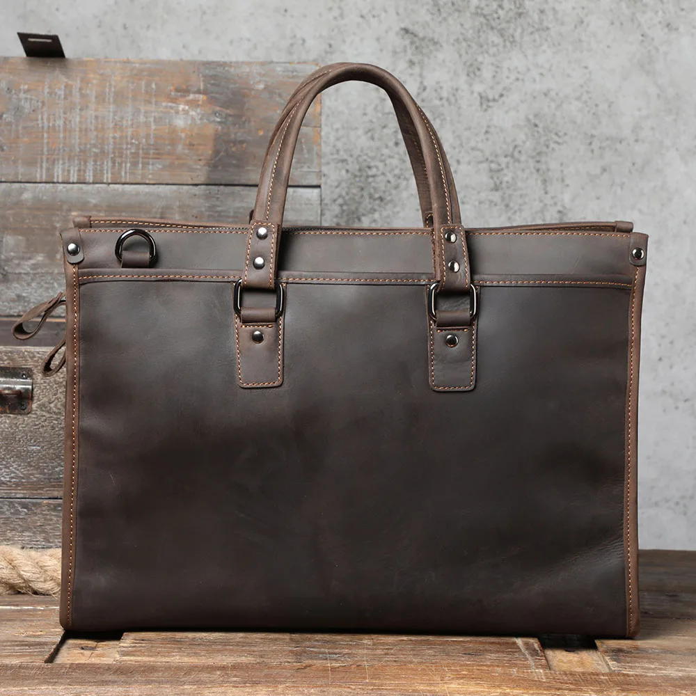 S.WORKER Vintage Echtleder Herren-Aktentasche 15“ Laptop-Handtasche Schultertaschen Retro Casual Stil – Detail 7