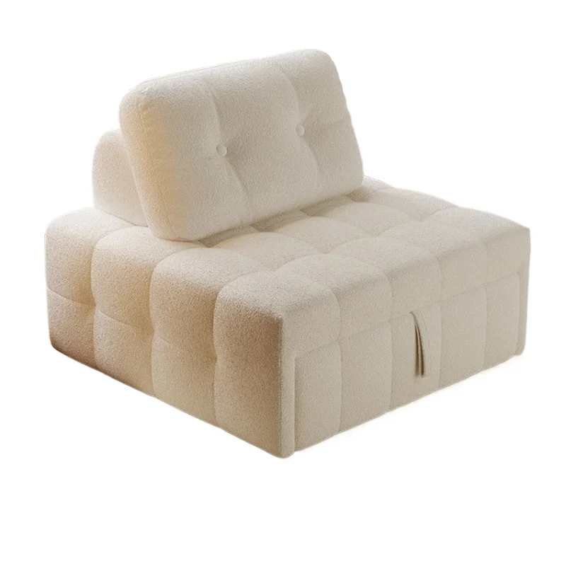 Cream wind puff sofa bed, dual-purpose living room, small apartment, bedroom, lamb wool multi-functional folding sofa