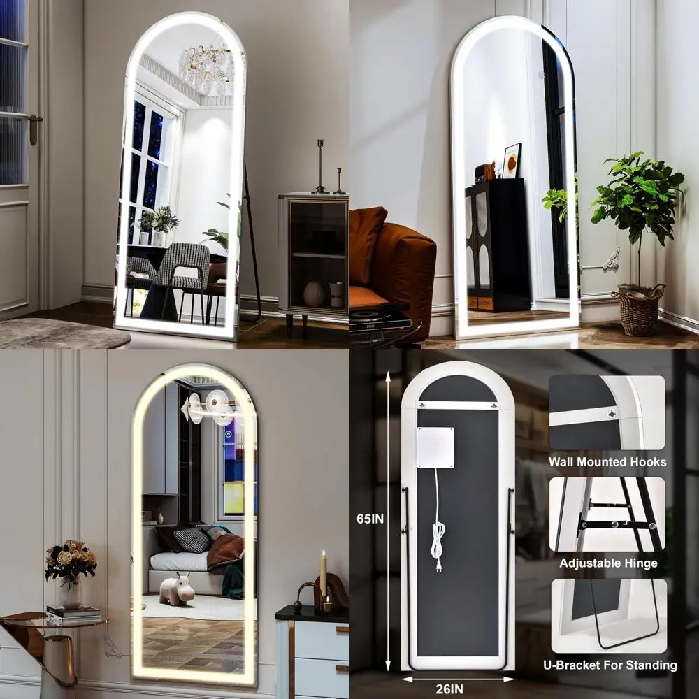 

LED Illuminated Floor Standing Full Length Mirror with Stand, Hanging Option, Ideal for Full Body Dressing and Home Decor