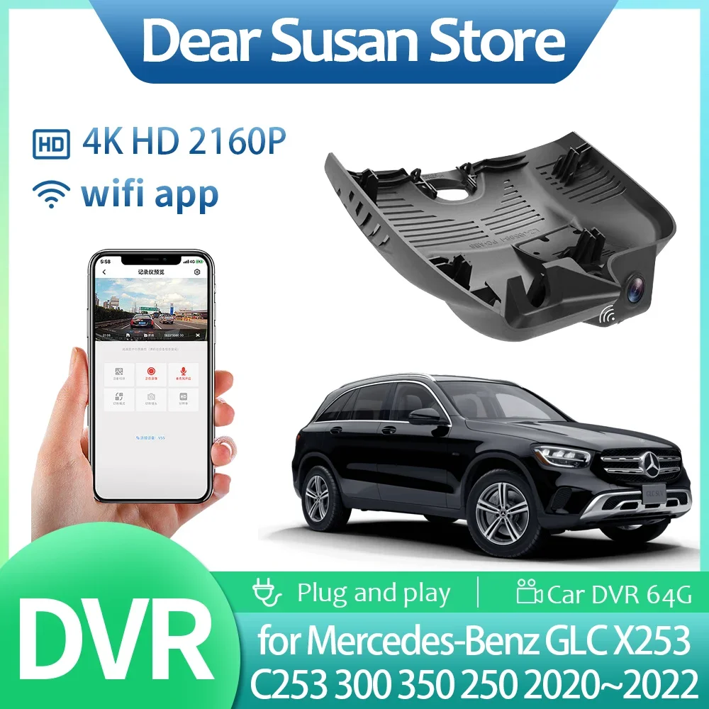 4K Car Video DVR for Mercedes-Benz GLC X253 C253 300 350 250 2020~2022 Driving Recorder Dash Camera Night Vision HD Accessories