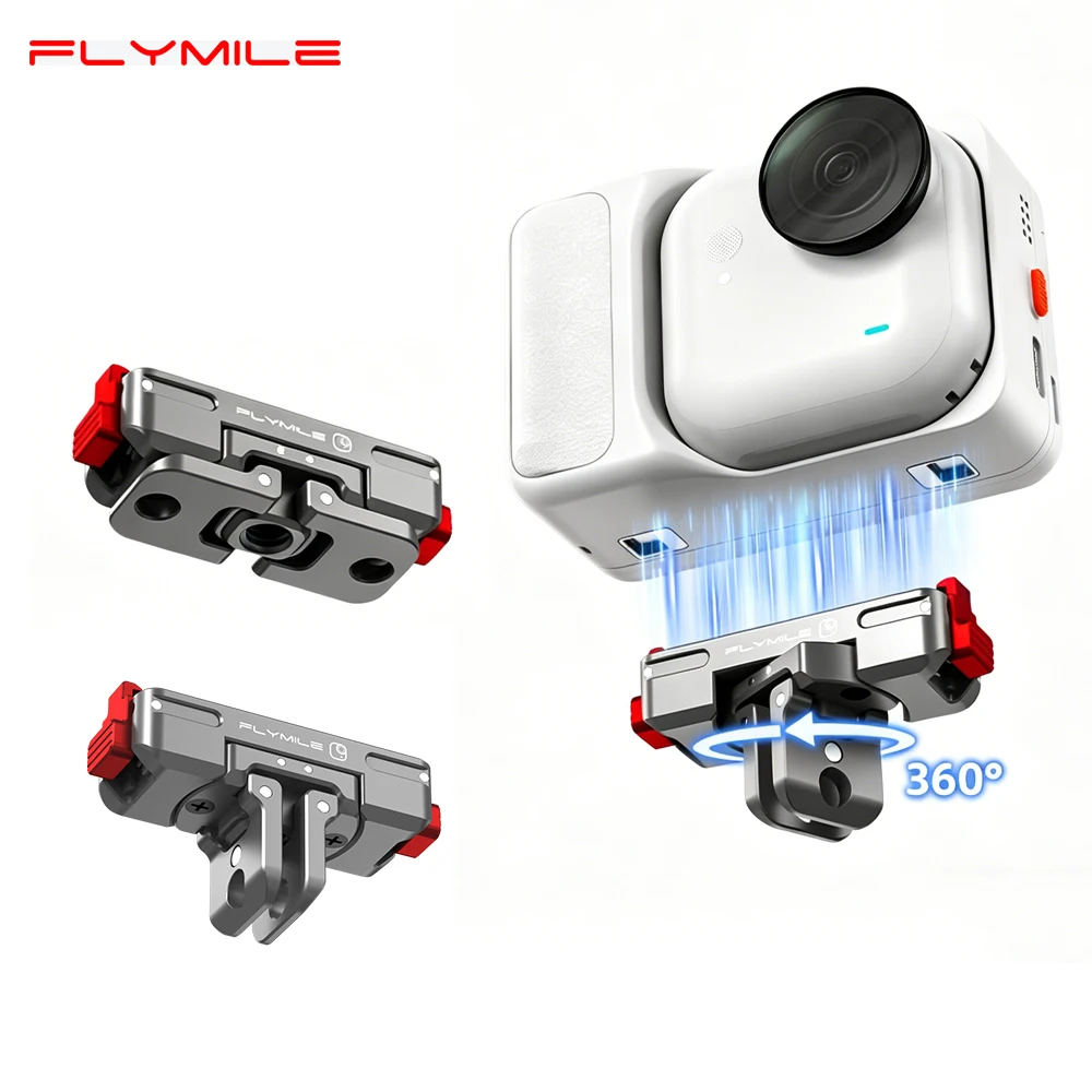Flymile Schnellwechsel-Basis für Insta360 GO Ultra Kamera Zubehör Magnetischer Drehadapter Halterung Metalladapter Faltbar