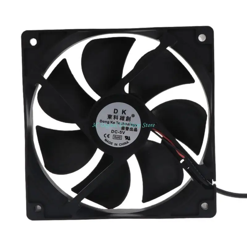 E74D 5V Brushless Fast Speed Cooling Fan 12x12x2.5cm 2Pin 2 wire Connectors