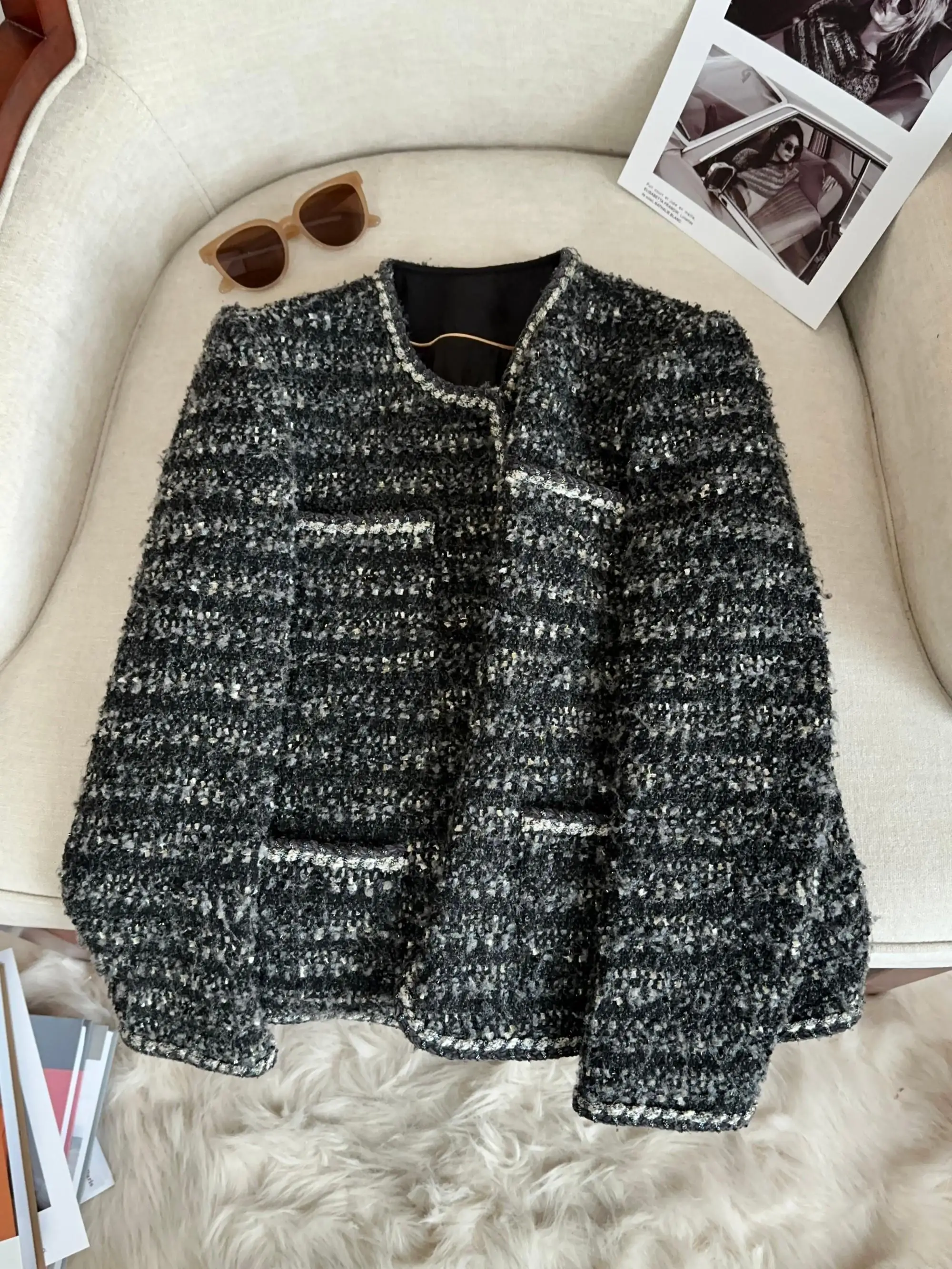 

Bla Knitted Outerwear Women's Faionable Ladylike Small Fraance Sle Coat Autumn Winter New Design A7838 Commute Sle...