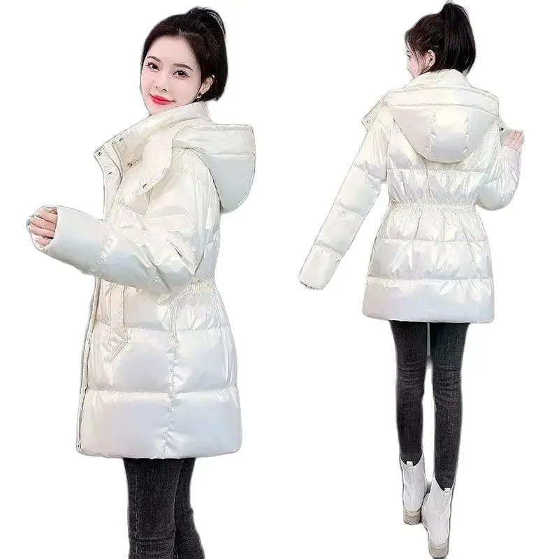 

Wash-Free Eiderdown Cotton-Padded Jacket Women's 2022 Explosions Winter Clothes Waist Glossy Long Keep Warm Women's Coat