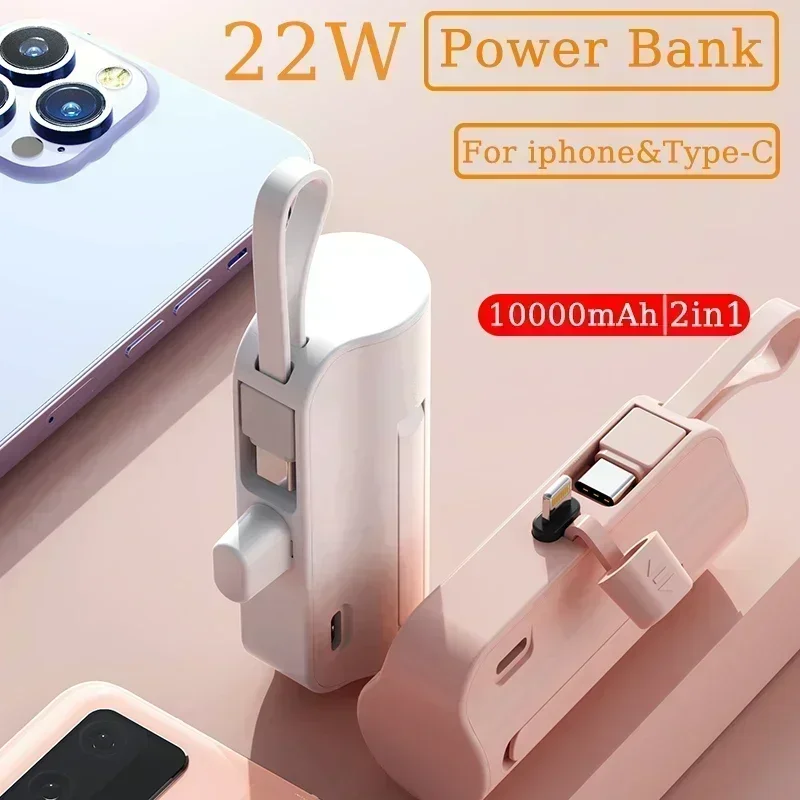 

10000mAh Mini Portable Power Bank External Battery Plug Play Power Bank Type C Fast Effective Charger For IPhone 14 15 Pro Max