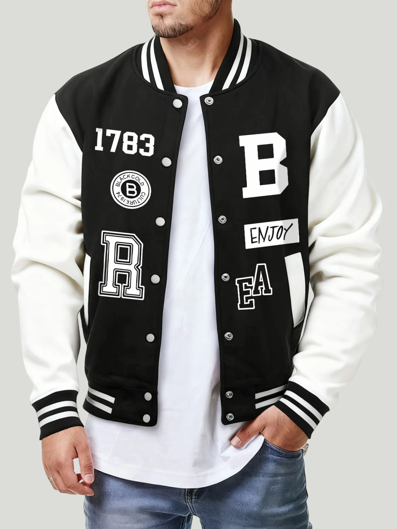

Мужской бейсбольный трикотаж с буквой B R Enjoy Design, уличная одежда в стиле хип-хоп, модное американское пальто, осенняя повседневная одежда Y2K