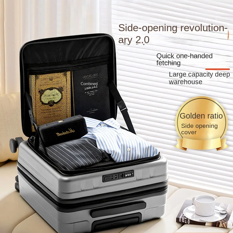 

Дорожный чемодан Дорожная кабина с боковым открытием Крышка с глубоким отделением и портом для зарядки Большая вместимость Расширяемый 18-дюймовый чемодан на колесиках