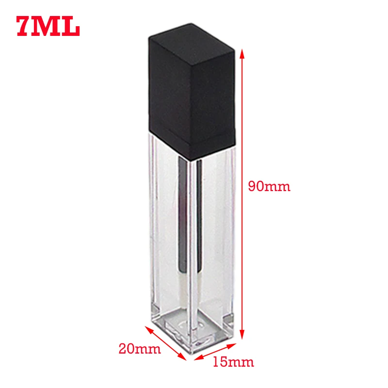 20 قطعة 7 مللي أنبوب ملمع الشفاه المربع زجاجات ملمع الشفاه الفارغة لتقوم بها بنفسك أنابيب أحمر الشفاه السائل القابلة لإعادة الملء حاويات مستحضرات التجميل الشفافة