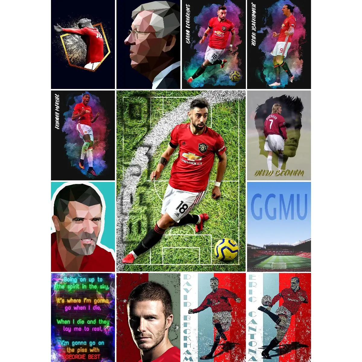 Cantona Text Art Man Utd Retro Poster Print  Vintage Manchester United Wall Decor for Home or Office  Unique Cultural Artwork