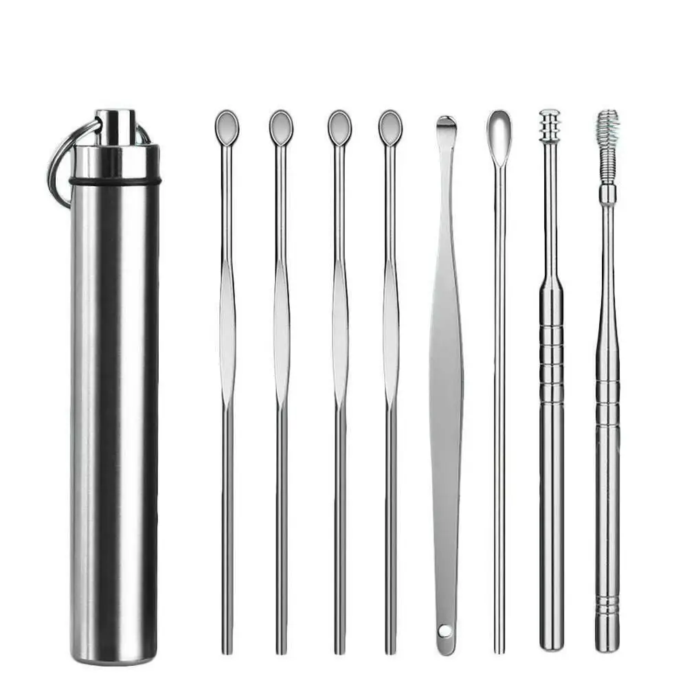 

Stainless Steel Stainless Steel Ear Spoon Set Ear Picking Tools Anti-slip handle Earpick Sticks Silver