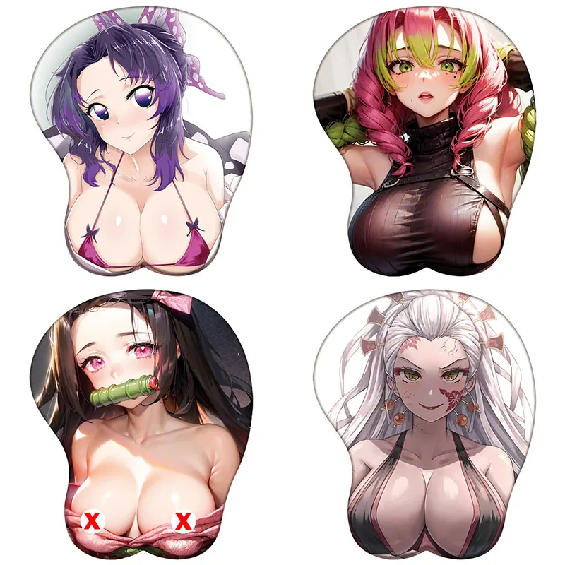 

Anime Demon Slayer 3D Wrist Support Mouse Pad Nezuko Shinobu Mitsuri Silicone Mousepad Sexy Hentai Chest 3D Wrist Rest Mouse Mat
