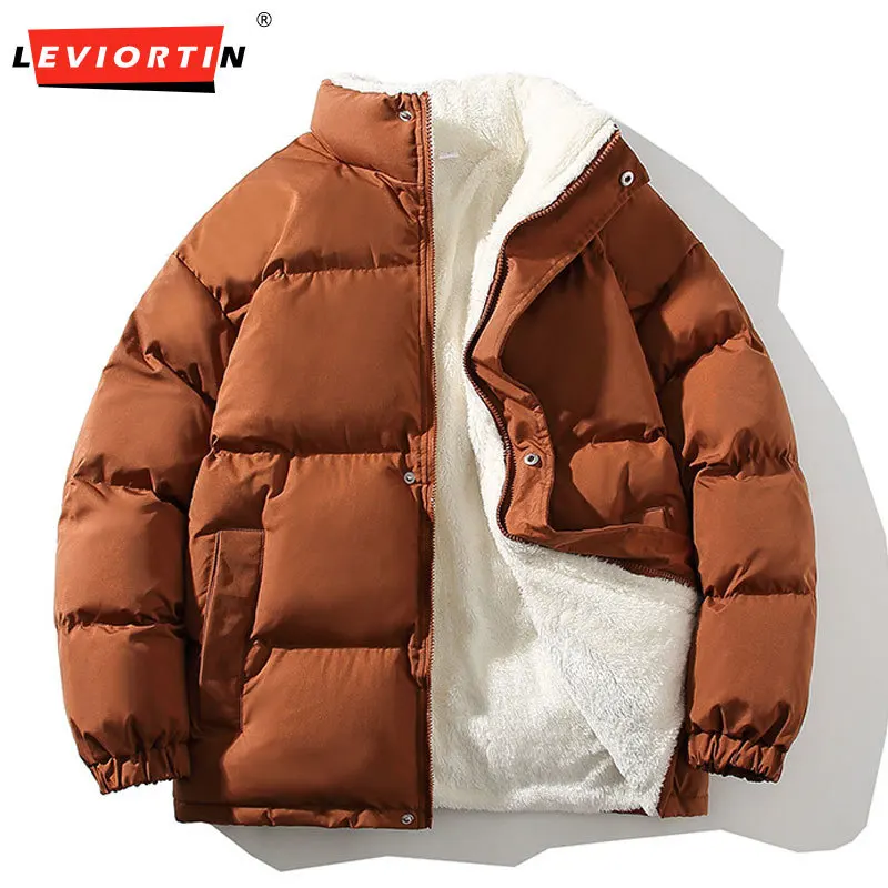 Fall Winter Cotton Padded Jacket Coat Men Hip Hop Thickened Loose Standing Collar Korean Style Man Flannel  Lining Wadded Jacket