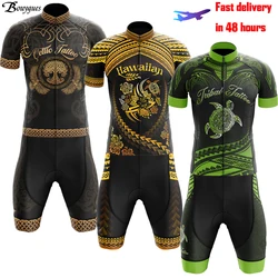 Premium Men Cycling Jersey Tribal Tatoo Pattern With Black And Green Background Cycling Jersey set Short sleeve bicycle Clothing