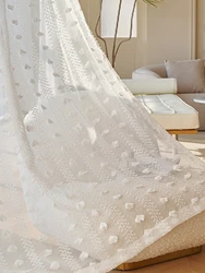 French dotted gauze light luxury polyester retro curtains for living room, bedroom, balcony, white high-end gauze curtains