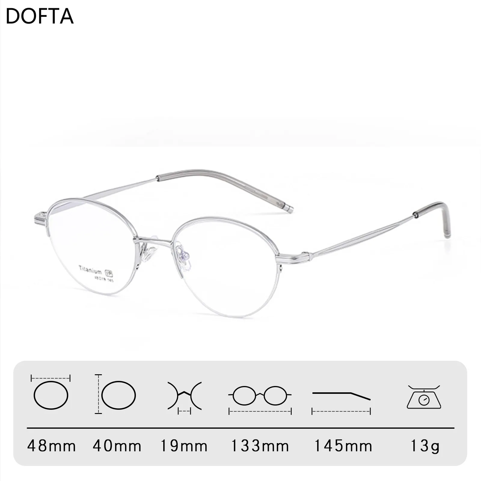 DOFTA Vintage Half Frame Glasses Oval Men and Women Ultra light Fashion Titanium Alloy Temperament Small Size Eyeglasses Frame