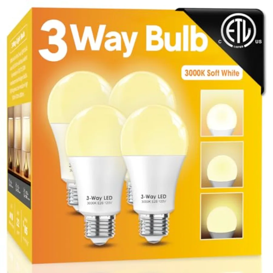 3 Way Light Bulbs, 30 70 100 Watt Soft White A19 E26 Base, Three Way LED Light Bulbs for Floor Lamp Table Lamp Home Lighting