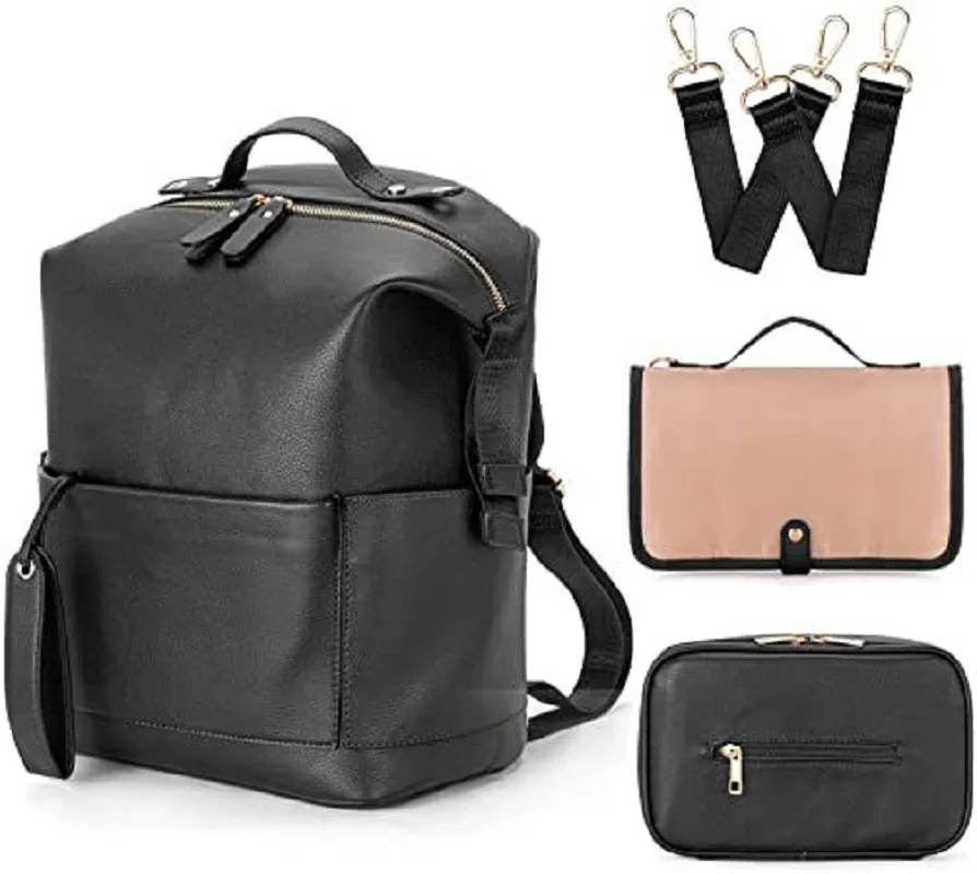 

Large Capacity PU Leather Mummy Bag Waterproof Mom Baby Diaper Nappy Bag Outdoor Travel Backpack Maternity Backpack Stroller Bag