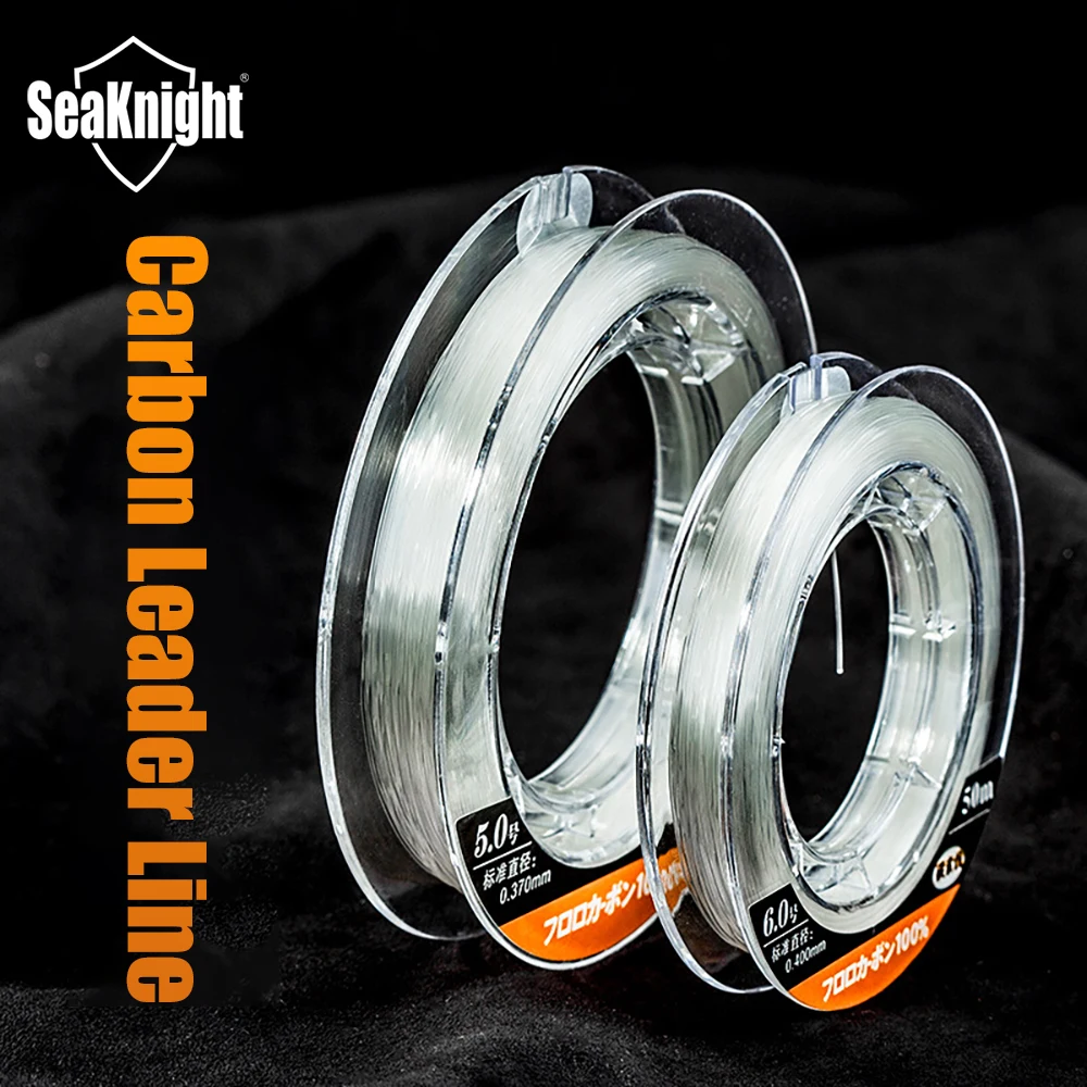 SeaKnight High Quality Carbon Fiber Lear Fly Line Drag 1.5KG-25.7KG Transparent Sink Line Fluorocarbon Sea Fishing Line 50M 100M