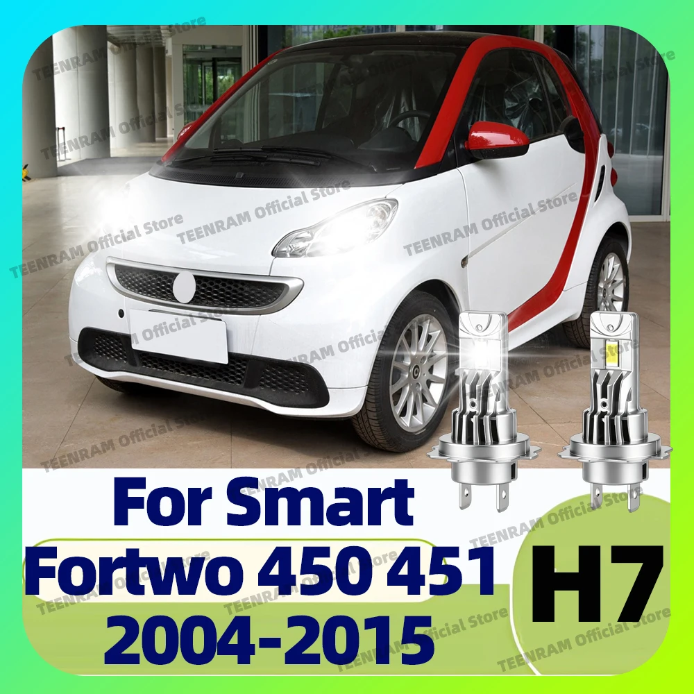 2x Headlight Bulbs 6000K LED H7 Lamps 30000LM For Smart Fortwo 450 2004-2007 Fortwo 451 2007-2015 2005 2006 2008 2009 2010 2011
