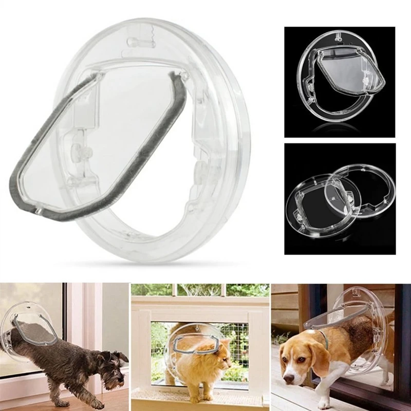 

Transparent Pet Door With Lock For Cat Puppy Dog Door With Lock Round Door Screen Window Sliding Glass Door Bidirectional Gate