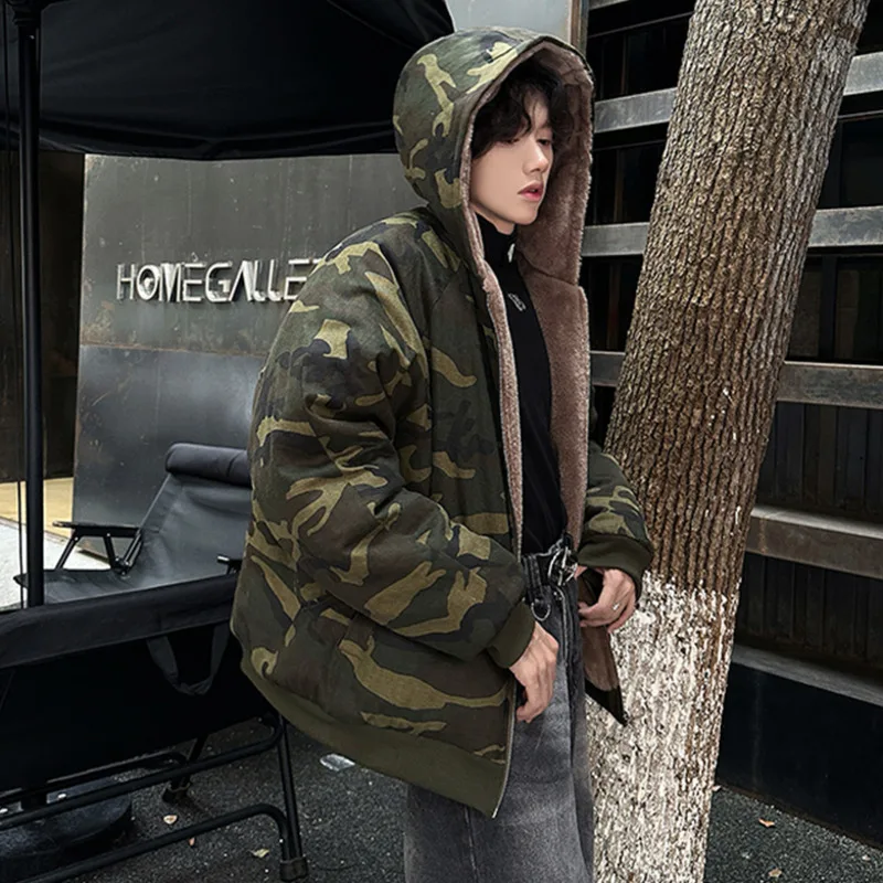 IEFB New Autumn Men\'s Padded Jacket Casual Zipper Camouflage Thickened Hooded Loose Male Coats Korean Versions 2024 Chic 9C8048