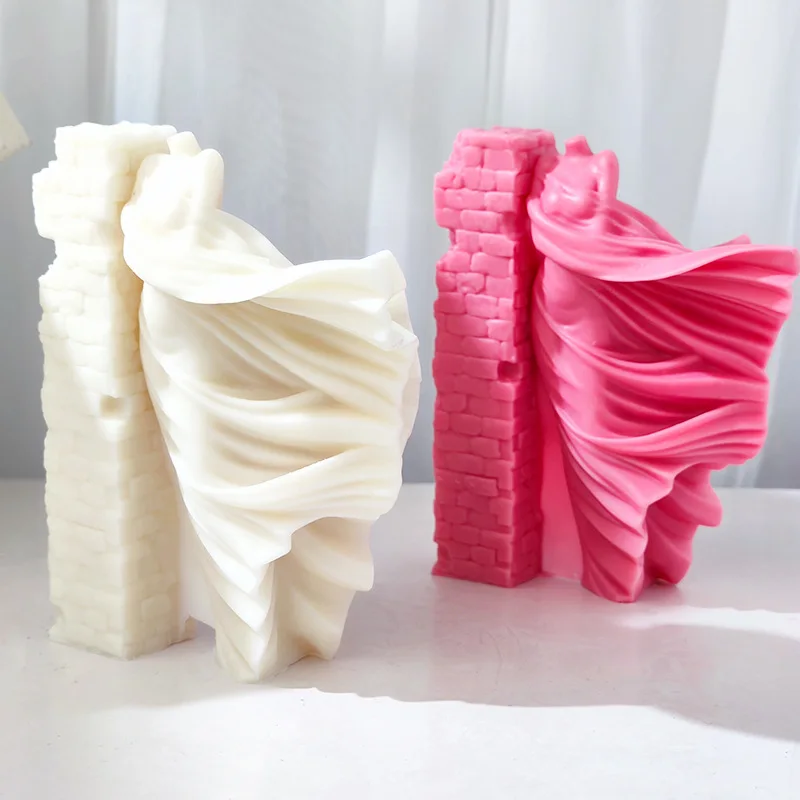 5.35INCH Wall Skirt Lady Body Art Aromatherapy Candle Silicone Mold 3D Leaning Against Wall Female Dancer Home Decoration Mould