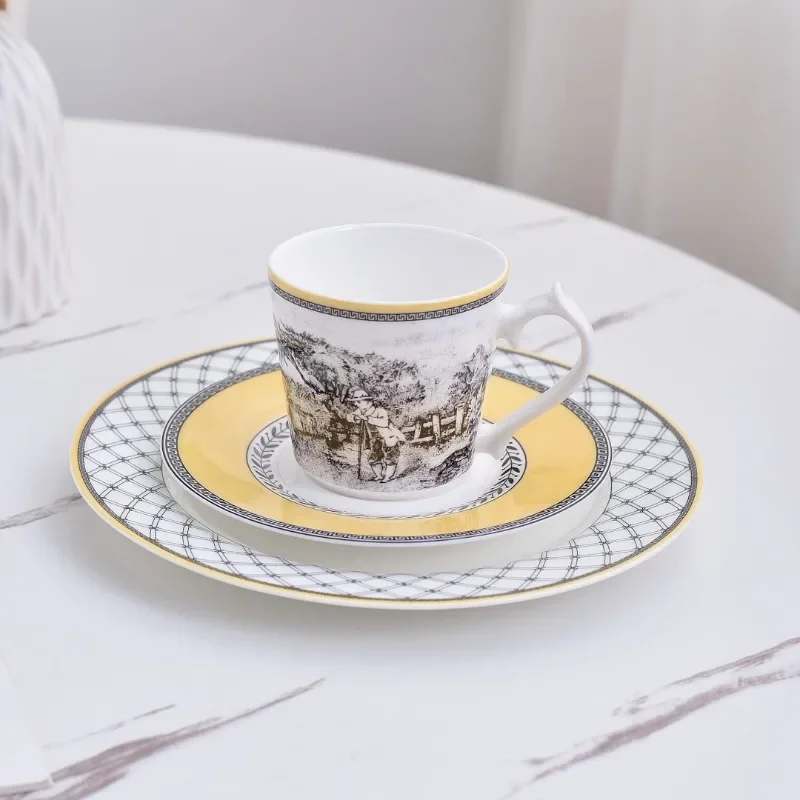 

Manor Western Dessert Plate Coffee Cup Saucer Bowl and Plate Set Complete Dining Tableware for Elegant Home or Restaurant Use