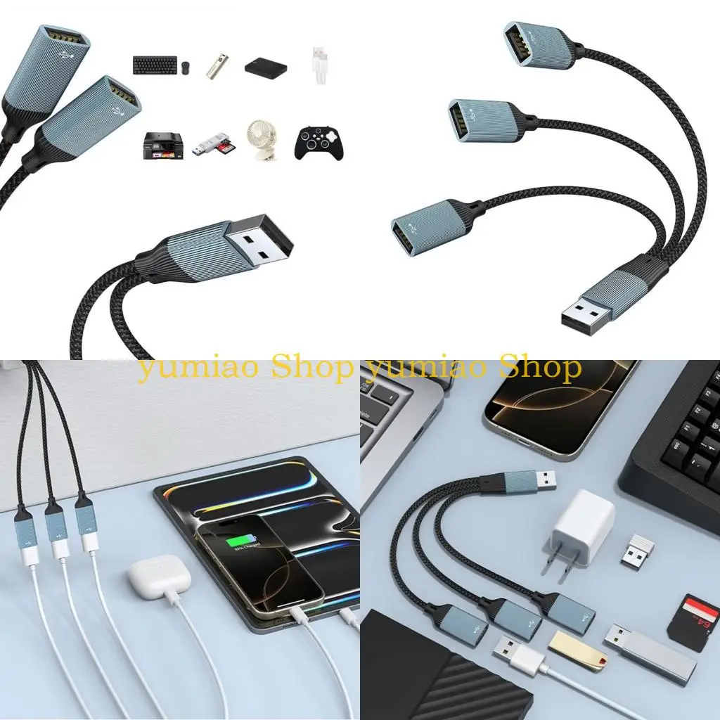 587B Nylon Braid USB2.0 Adapter for Simultaneous Charging and Data Transmission