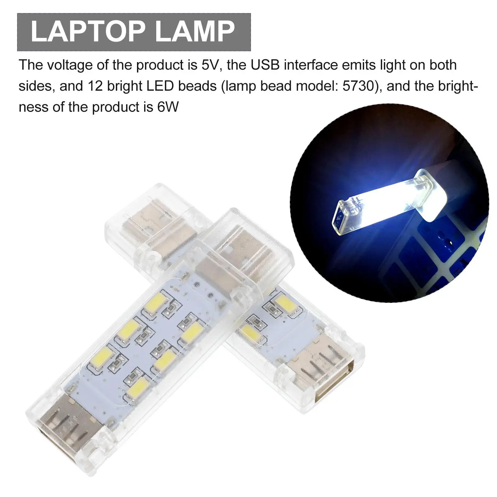 2Pcs USB Light Laptop LED Lamp Computer Reading Reading Bright Enough for Area Working Camping Travel