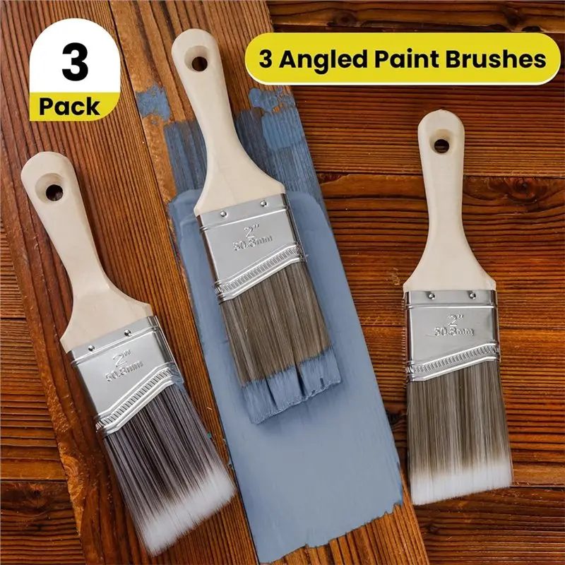 مجموعة فرش BMBY-Cut-In Trim، فرش طلاء مقاس 2 بوصة، تصميم زاوية مكون من 3 قطع للدهانات والزيتية والبقع، أداة تحسين المنزل