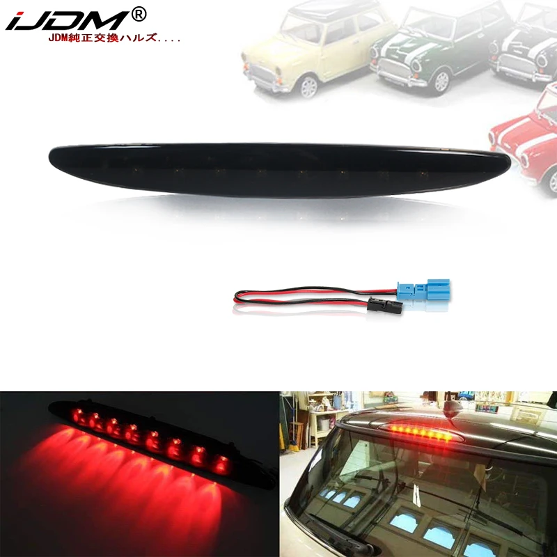 iJDM Smoked Lens Red LED 3rd Brake Lamp For 2002-2006 MINI Cooper R50 R53 1st Gen, OEM Fit High Mount Brake Light