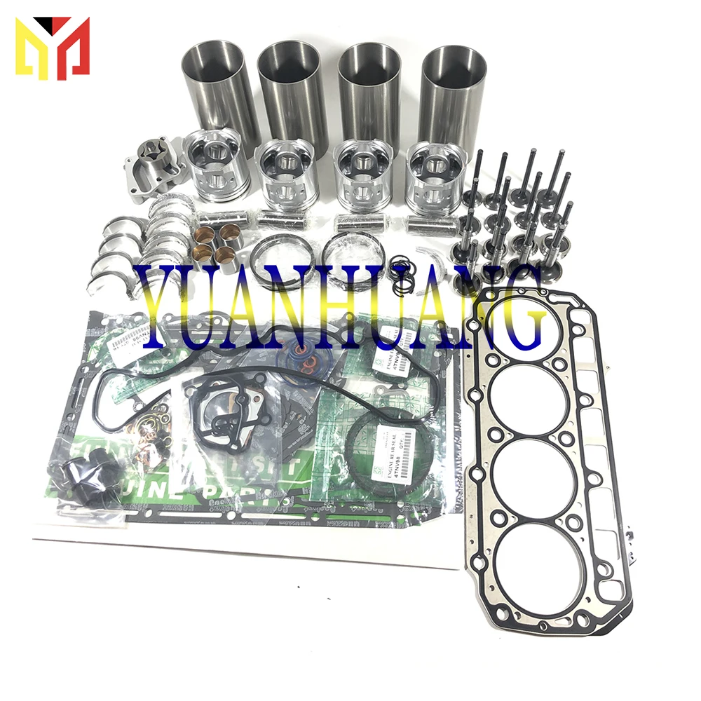 

4TNV98 Engine Rebuild Kit With Valve & Oil Pump Overhual Repair Gasket Set For Yanmar Tractor Liner Piston Ring Bearing