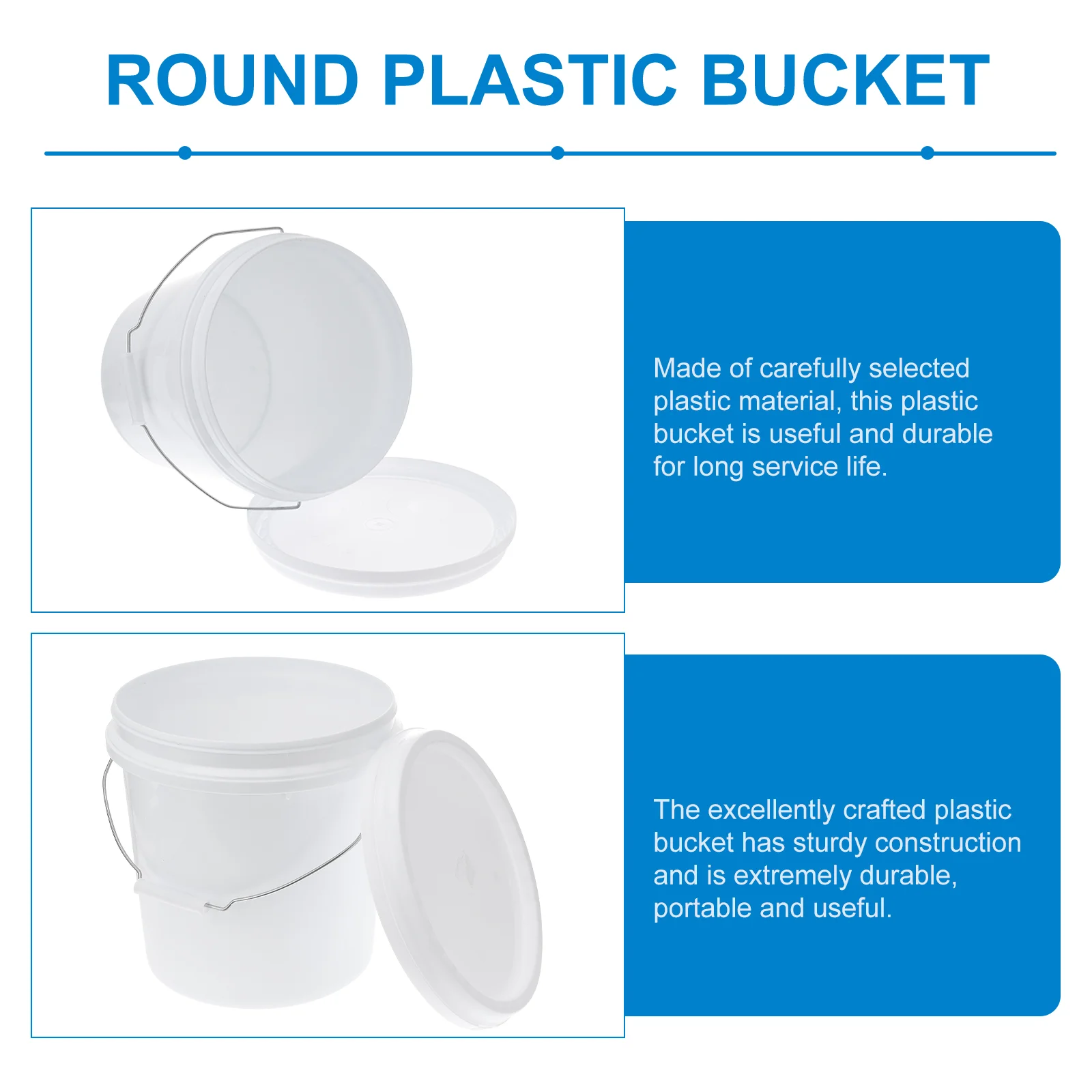 10L White Thickened Plastic Bucket Household Sealed Round Water Container With Handle Portable Paint Fishing Storage Buckets